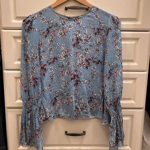 Bell sleeve 100% silk blouse size S